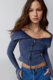 Jaded London Off The Shoulder Zip Up Cardigan at Urban Outfitters